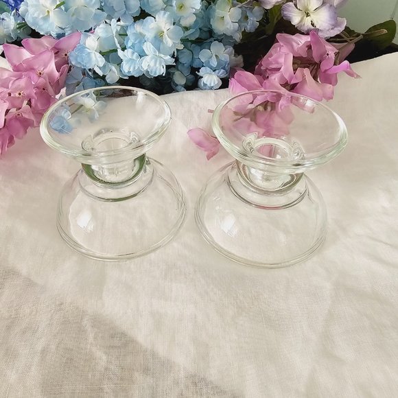 2pc Avon Holiday Hostess Glass Candle Holder Set, Holly Berry, Vintage - Picture 5 of 8